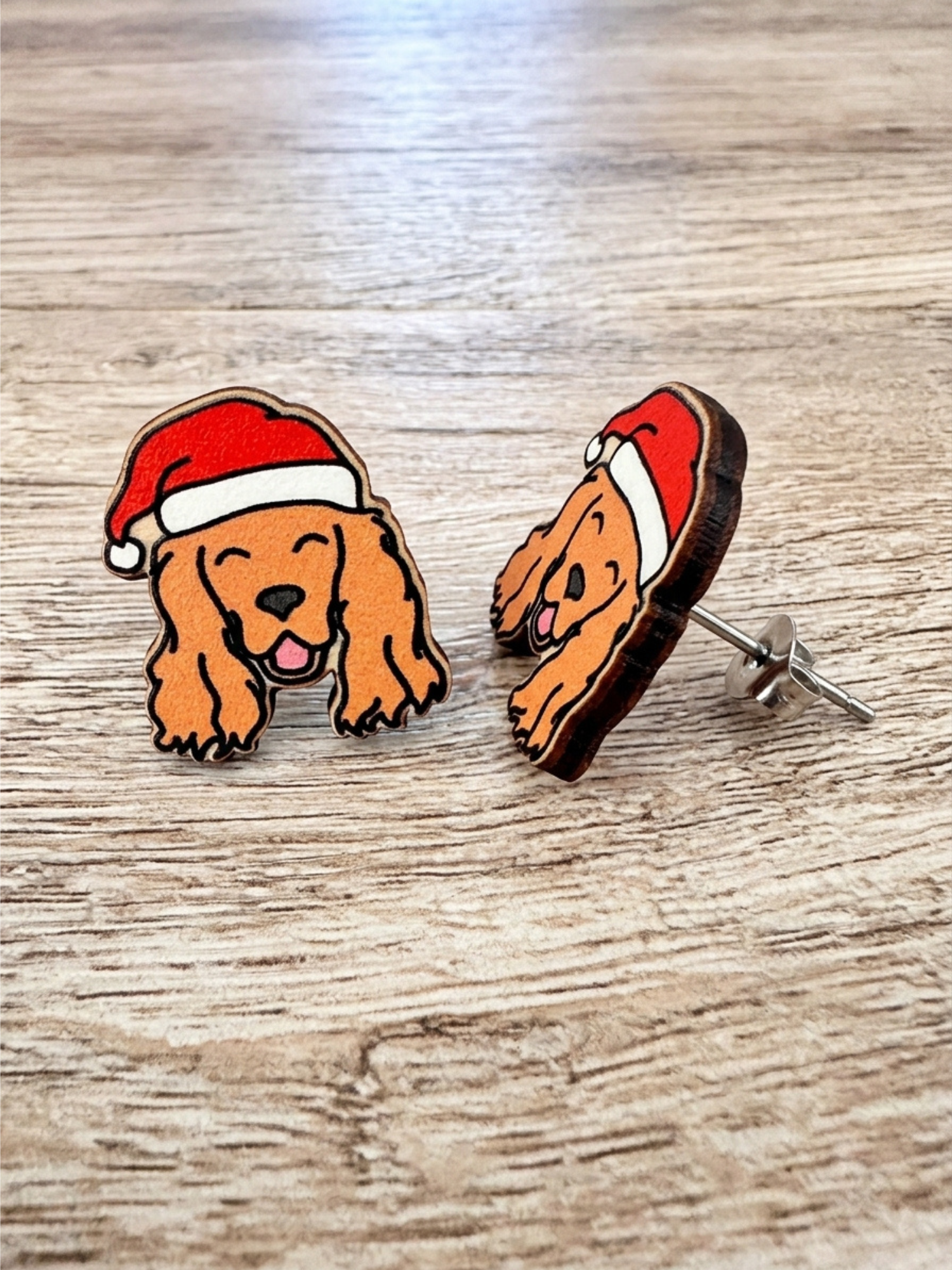 Cocker Spaniel Christmas Edition ColourPop Stud Earrings