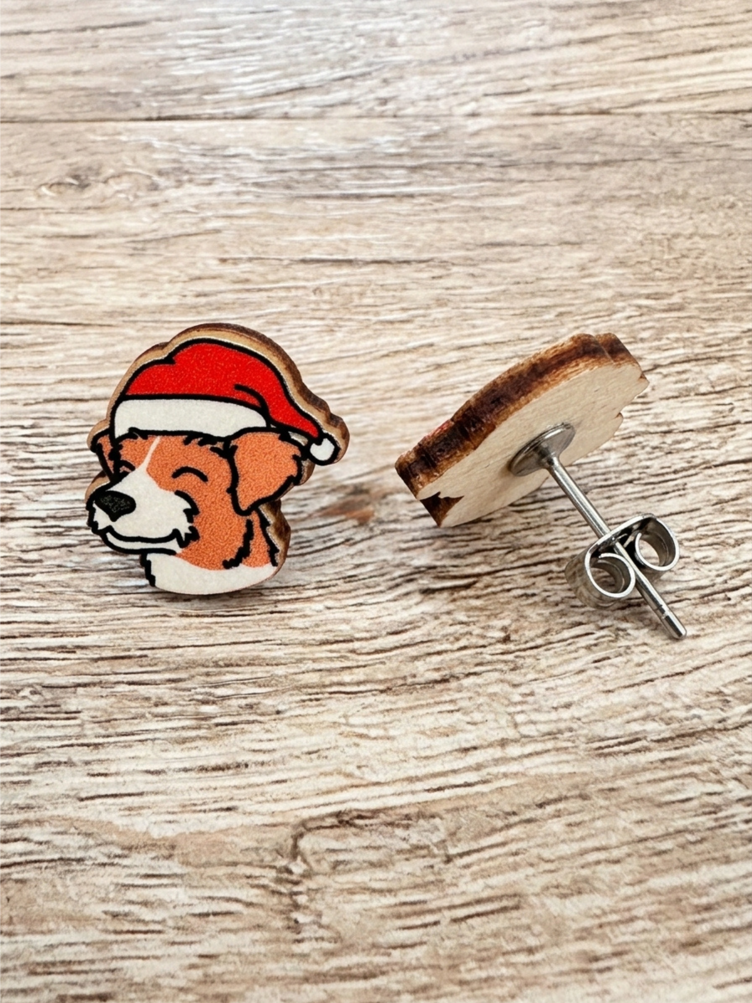 Jack Russell Terrier (Rough Coat) Christmas Edition ColourPop Stud Earrings