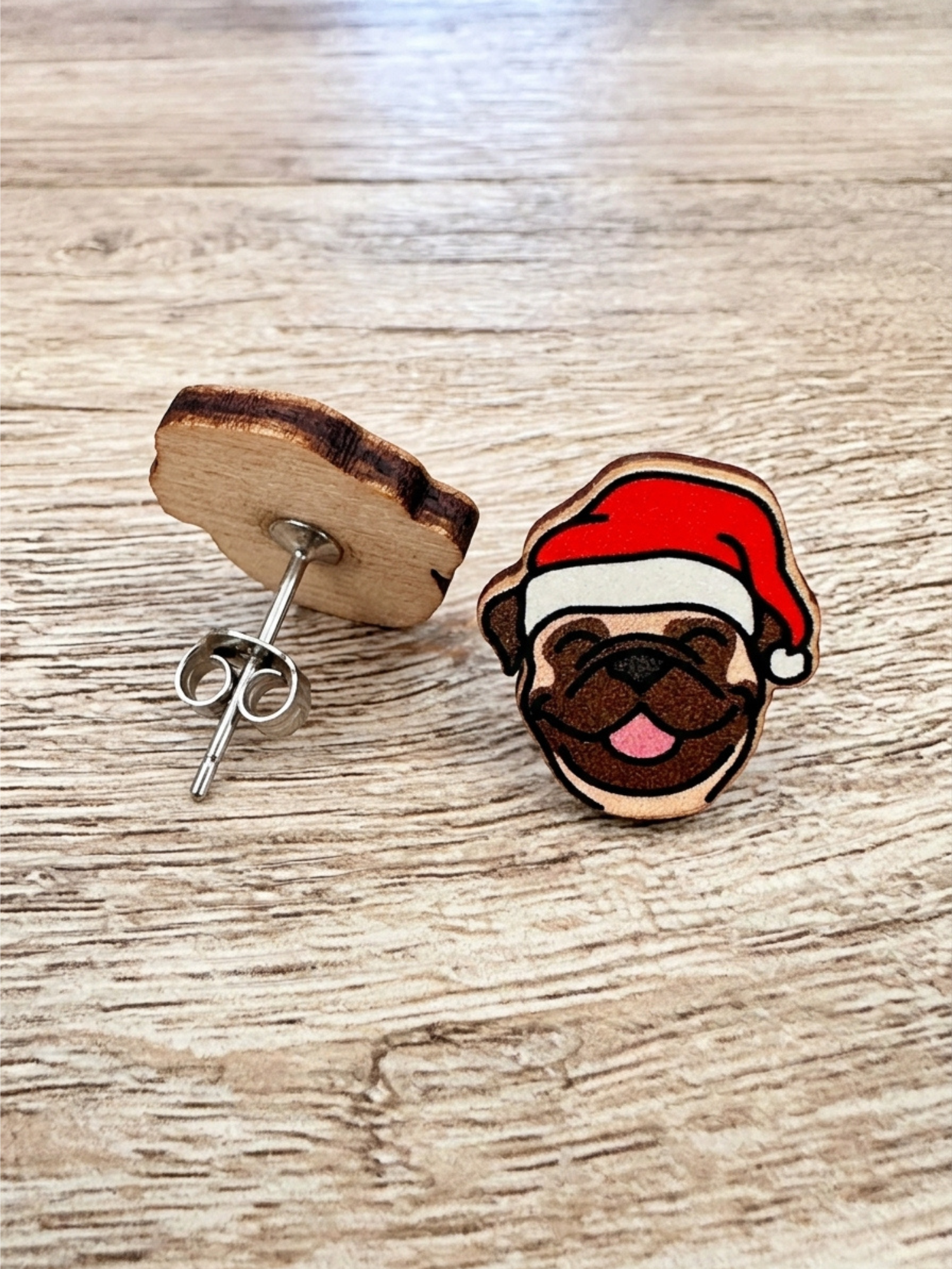 Pug Christmas Edition ColourPop Stud Earrings