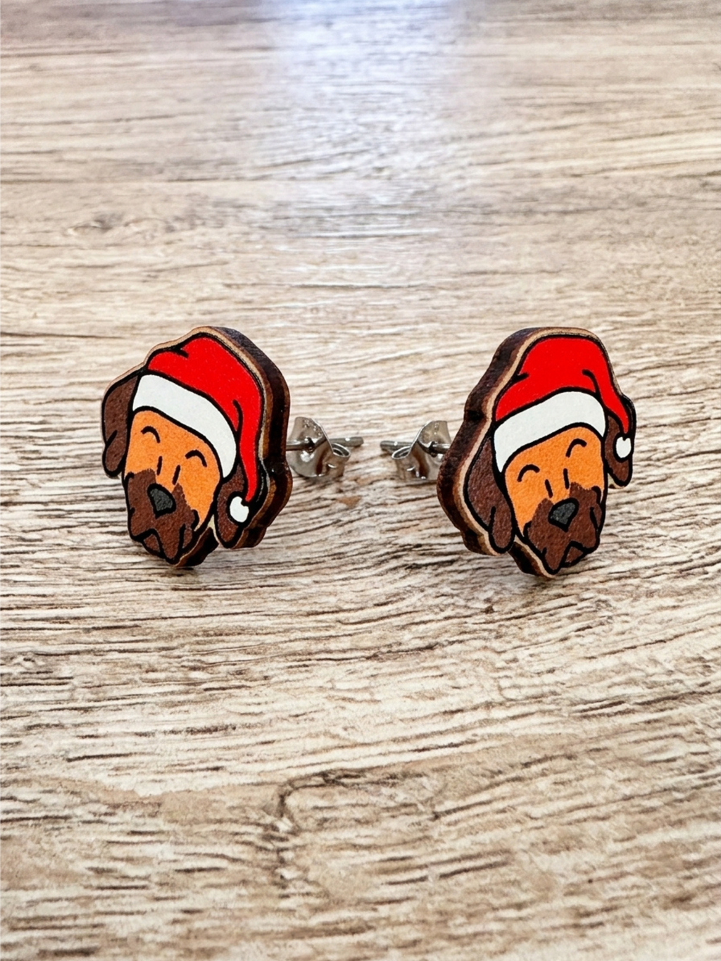 Rhodesian Ridgeback Christmas Edition ColourPop Stud Earrings