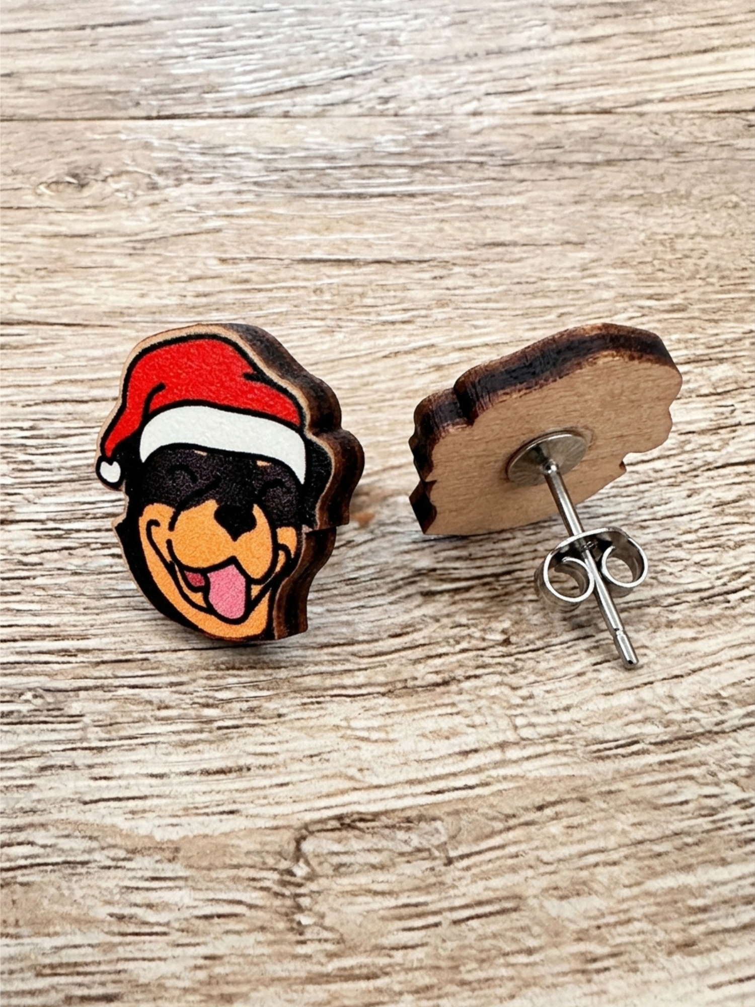 Rottweiler Christmas Edition ColourPop Stud Earrings