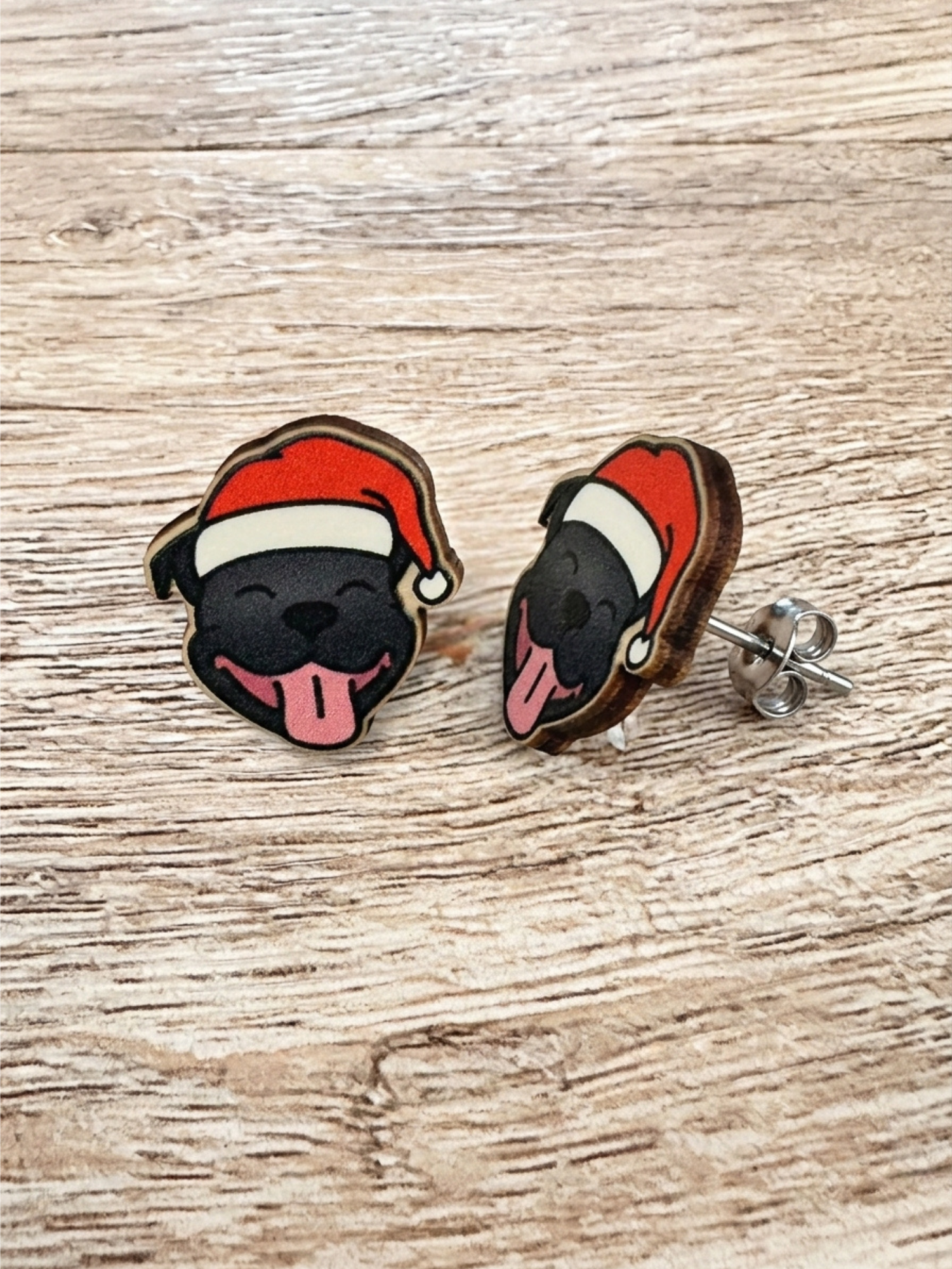 Staffordshire Bull Terrier Christmas Edition ColourPop Stud Earrings