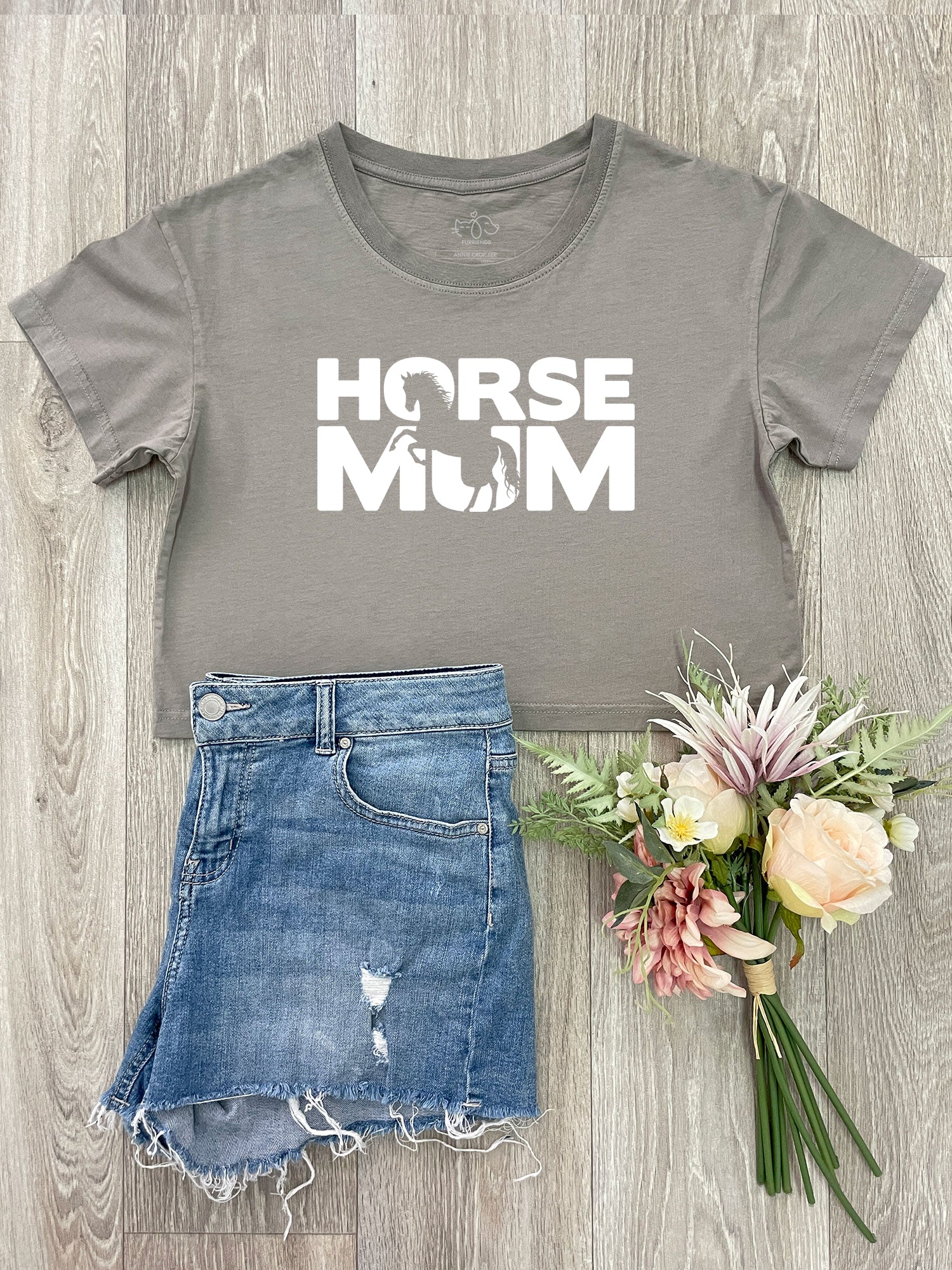 Horse Mum Silhouette Annie Crop Tee