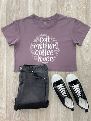 Cat Mother Coffee Lover Annie Crop Tee