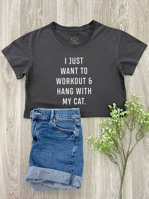 Workout & Hang With My Cat Annie Crop Tee