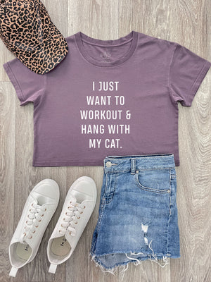 Workout & Hang With My Cat Annie Crop Tee