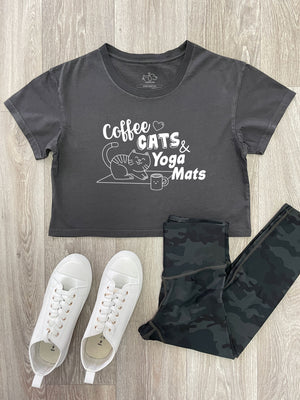 Coffee Cats & Yoga Mats Annie Crop Tee