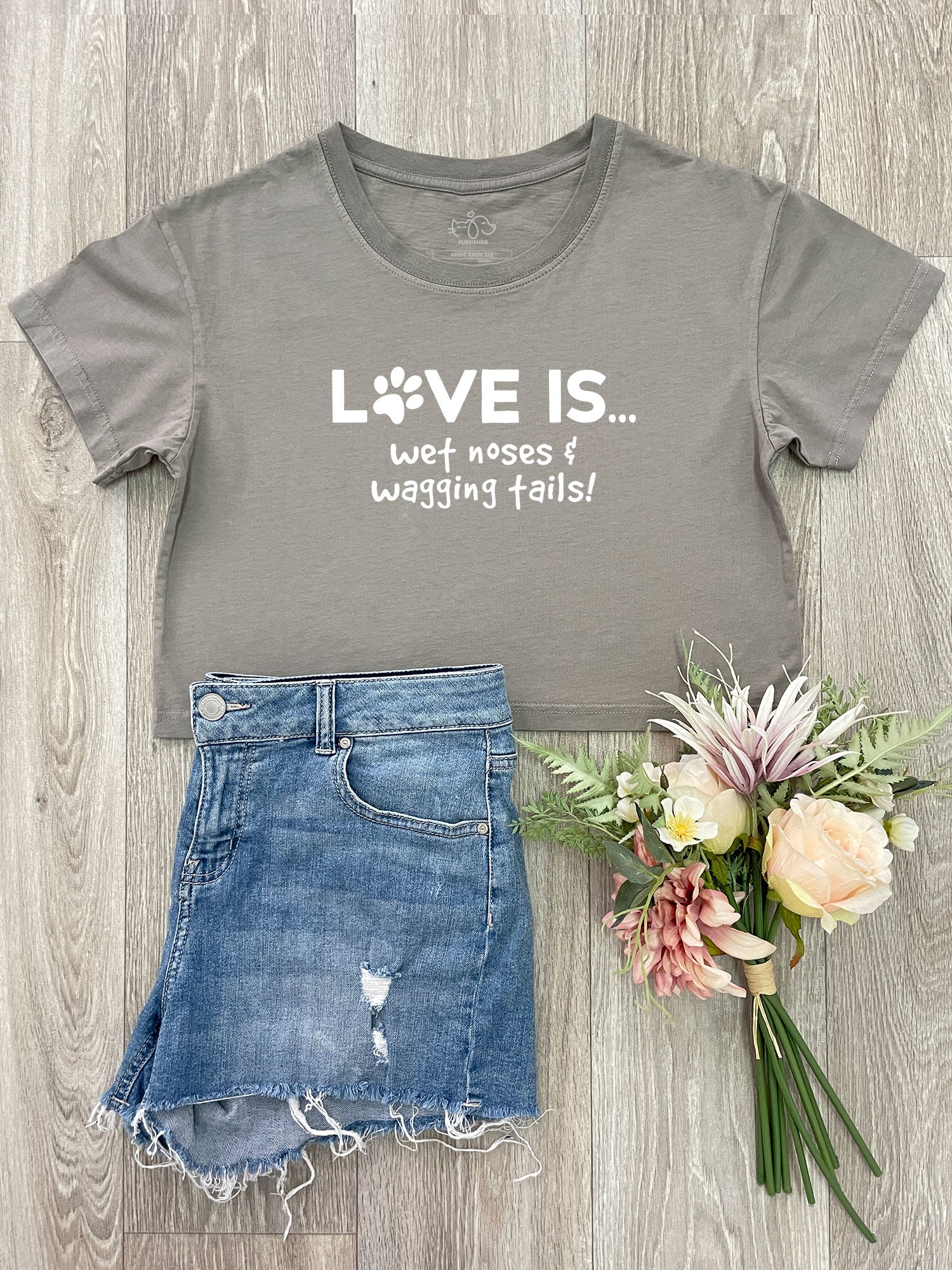 Love Is... Wet Noses & Wagging Tails! Annie Crop Tee
