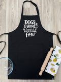 Dogs & Wine Make Everything Fine Bib Apron