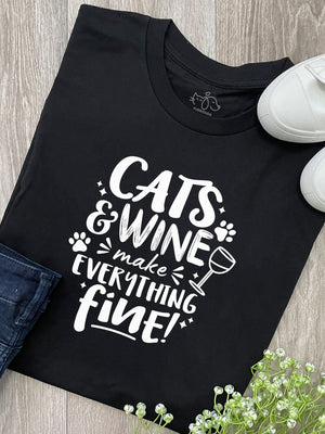 Cats & Wine Make Everything Fine Ava Women's Regular Fit Tee