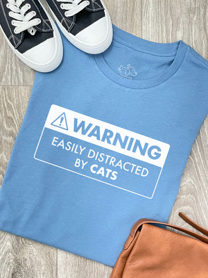 Warning Sign! Easily Distracted By Cats Ava Women's Regular Fit Tee