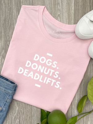 Dogs. Donuts. Deadlifts. Ava Women's Regular Fit Tee