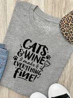 Cats & Wine Make Everything Fine Ava Women's Regular Fit Tee