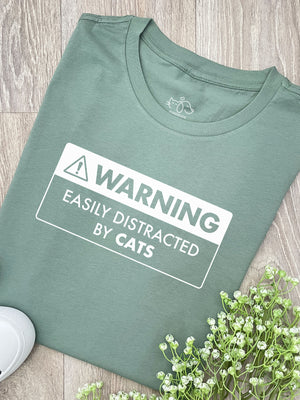 Warning Sign! Easily Distracted By Cats Ava Women's Regular Fit Tee