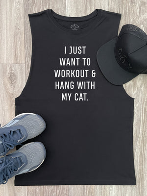 Workout & Hang With My Cat Axel Drop Armhole Muscle Tank