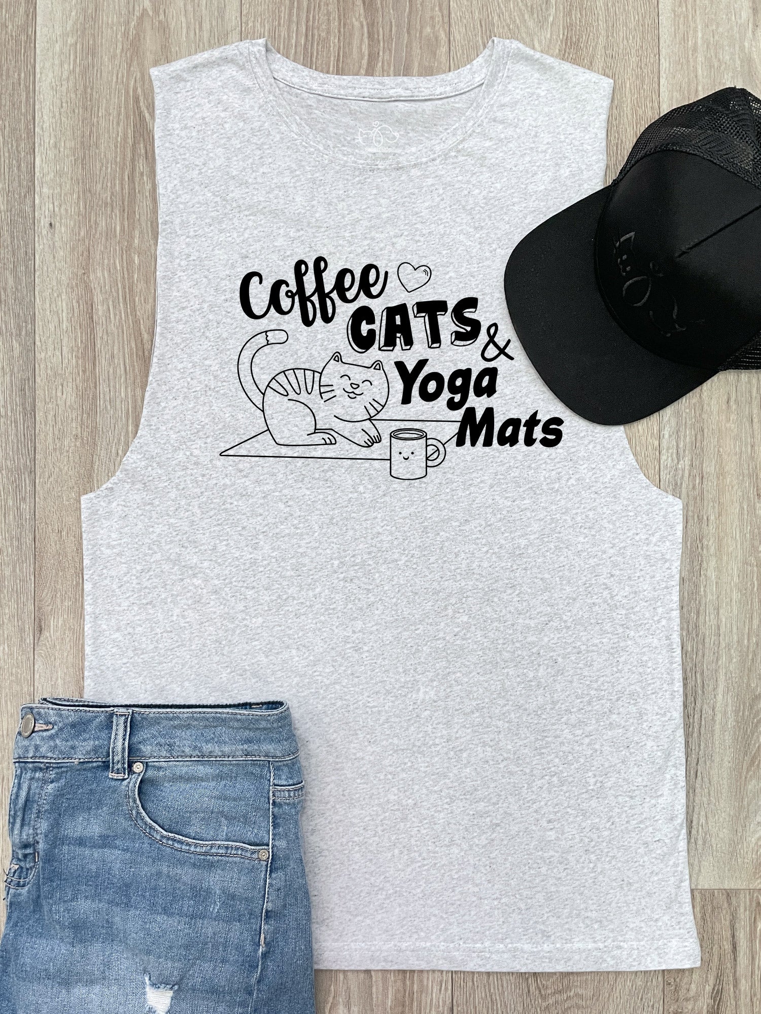 Coffee Cats & Yoga Mats Axel Drop Armhole Muscle Tank