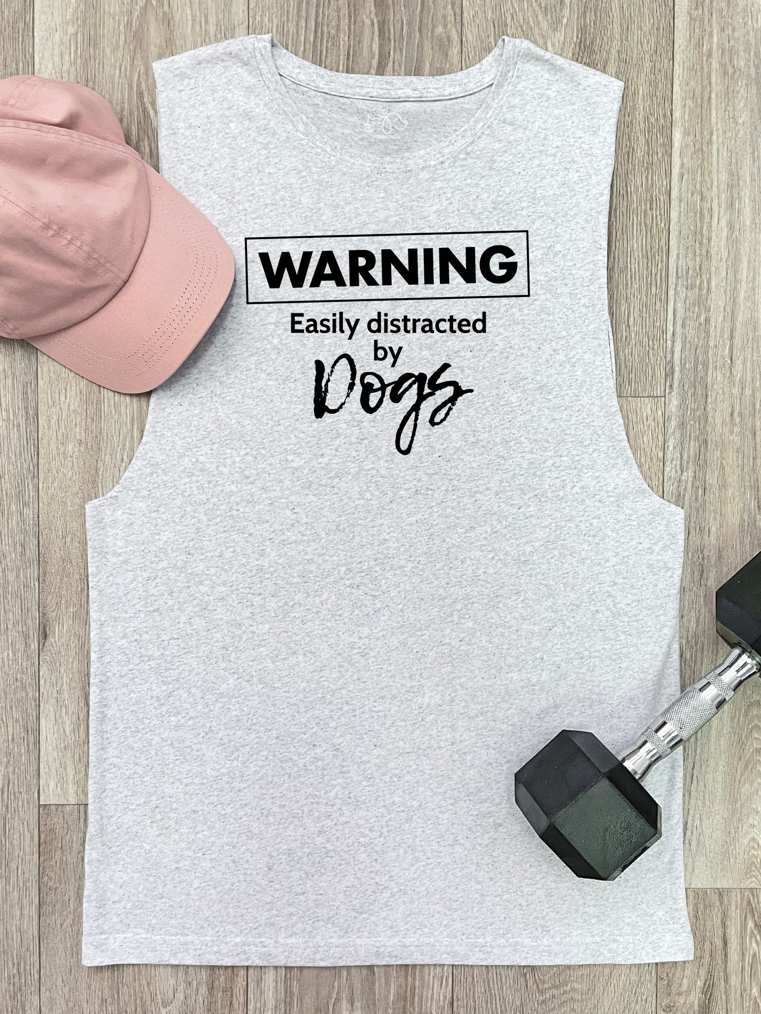 Warning. Easily Distracted By Dogs Axel Drop Armhole Muscle Tank