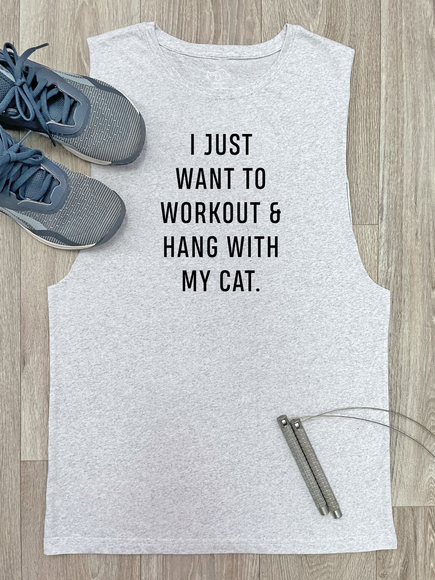 Workout & Hang With My Cat Axel Drop Armhole Muscle Tank