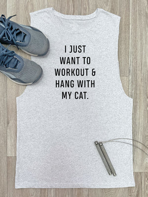Workout & Hang With My Cat Axel Drop Armhole Muscle Tank