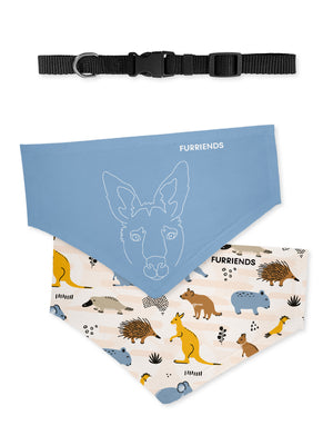 Kangaroo Reversible Dog Bandana With Collar