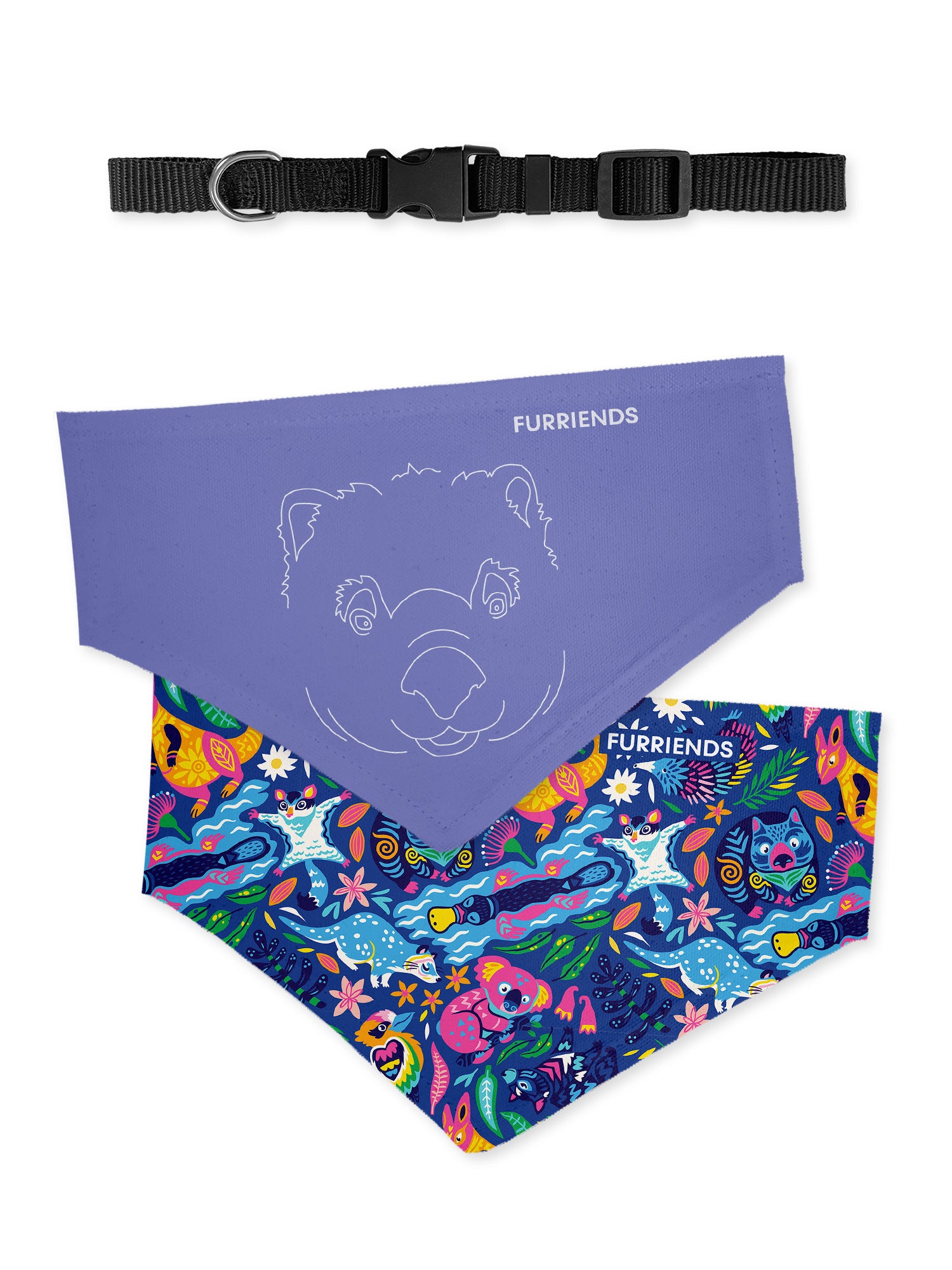 Wombat Reversible Dog Bandana With Collar