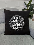 Cat Mother Coffee Lover Linen Cushion Cover