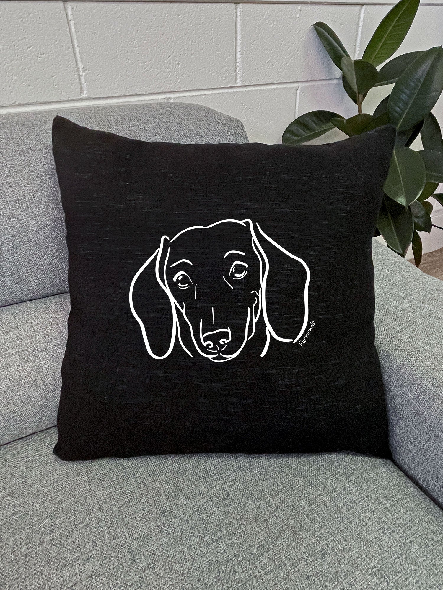 Dachshund Linen Cushion Cover