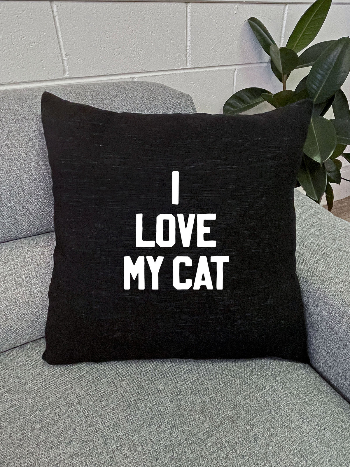I Love My Cat Linen Cushion Cover