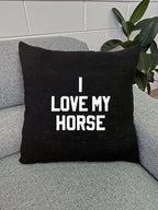 I Love My Horse Linen Cushion Cover