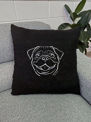 Pug Linen Cushion Cover