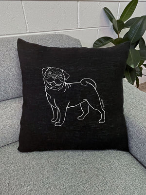 Pug Linen Cushion Cover