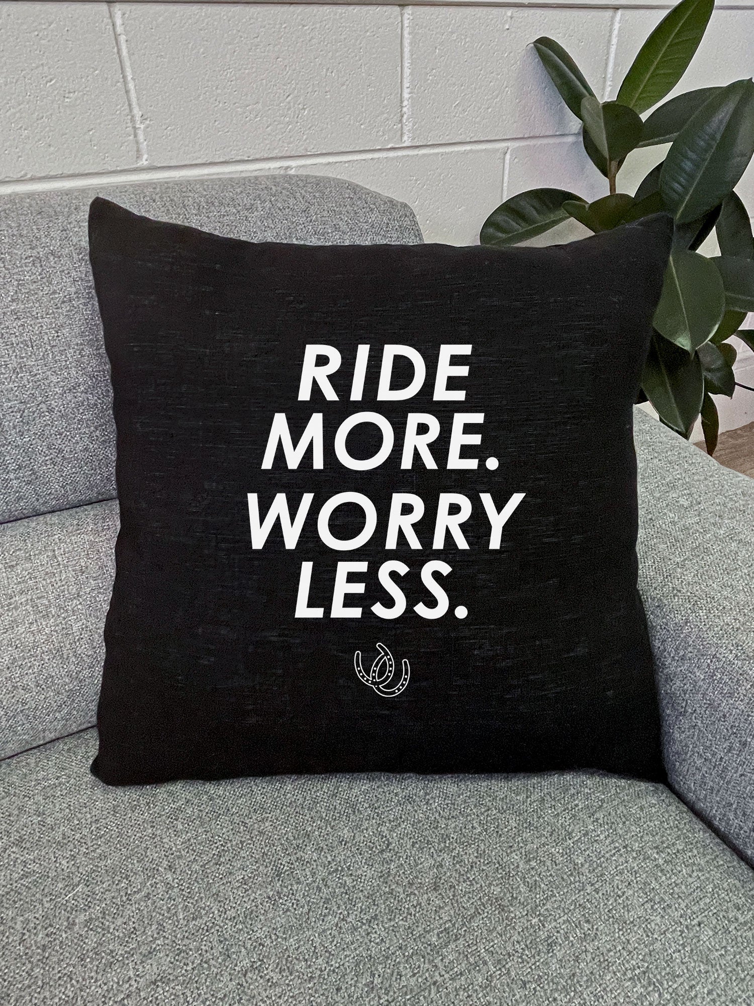 Ride More Worry Less Linen Cushion Cover