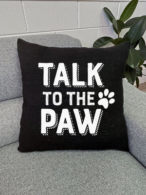 Talk To The Paw Linen Cushion Cover