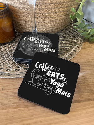Coffee, Cats & Yoga Mats Coaster
