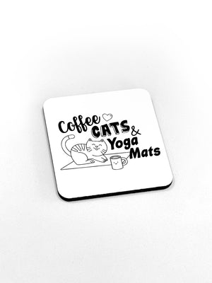 Coffee, Cats & Yoga Mats Coaster