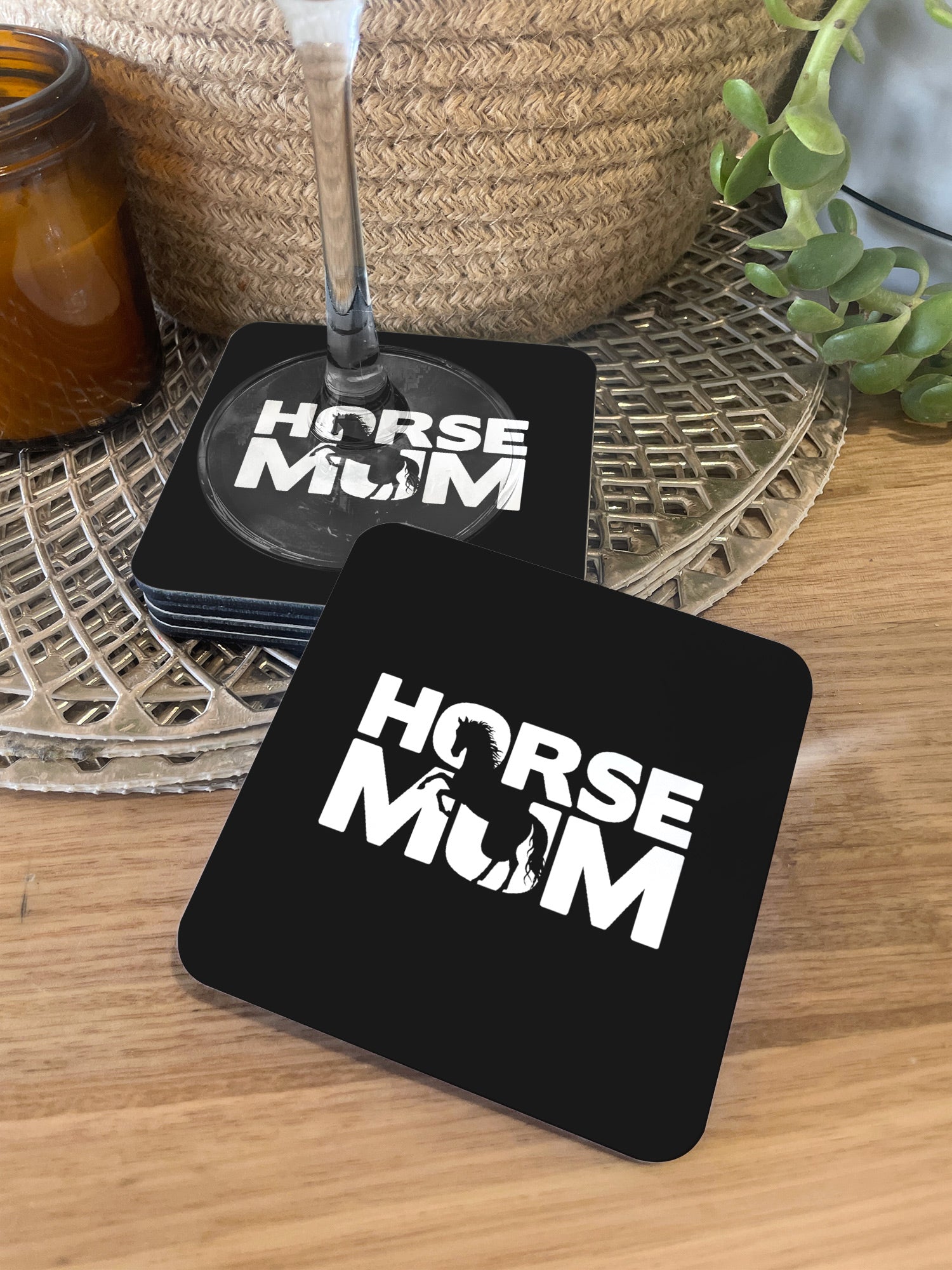 Horse Mum Silhouette Coaster