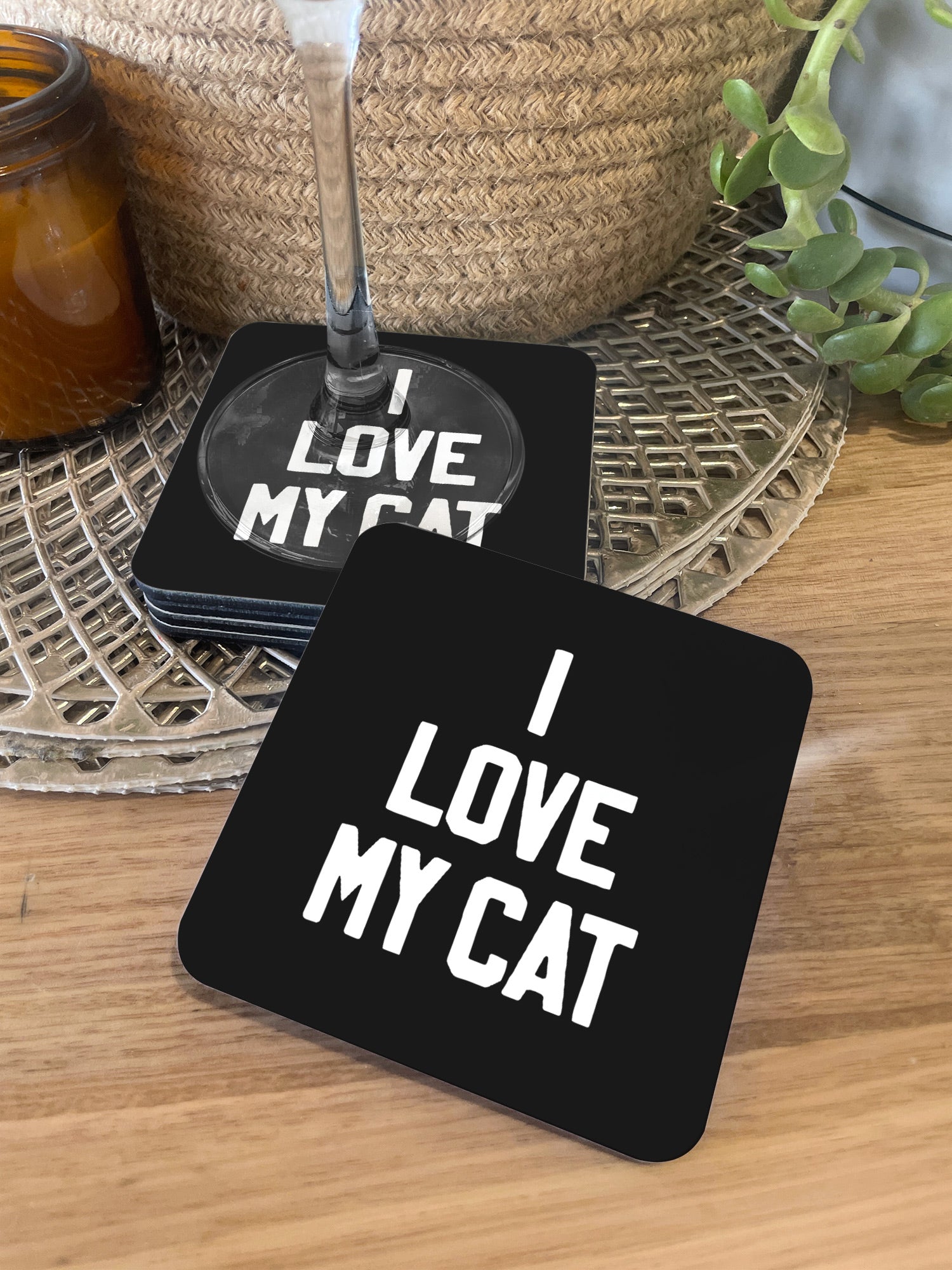I Love My Cat Coaster