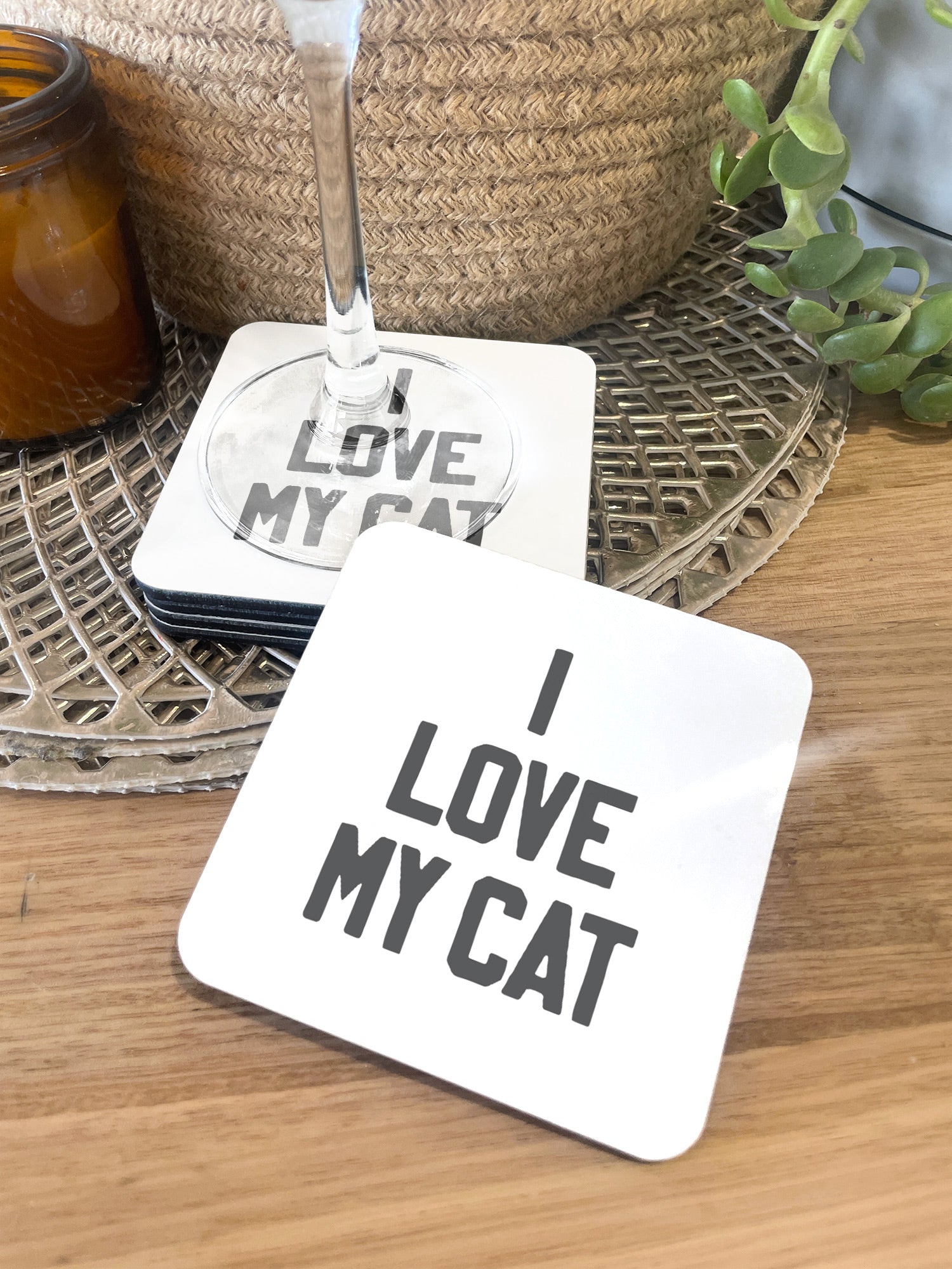 I Love My Cat Coaster