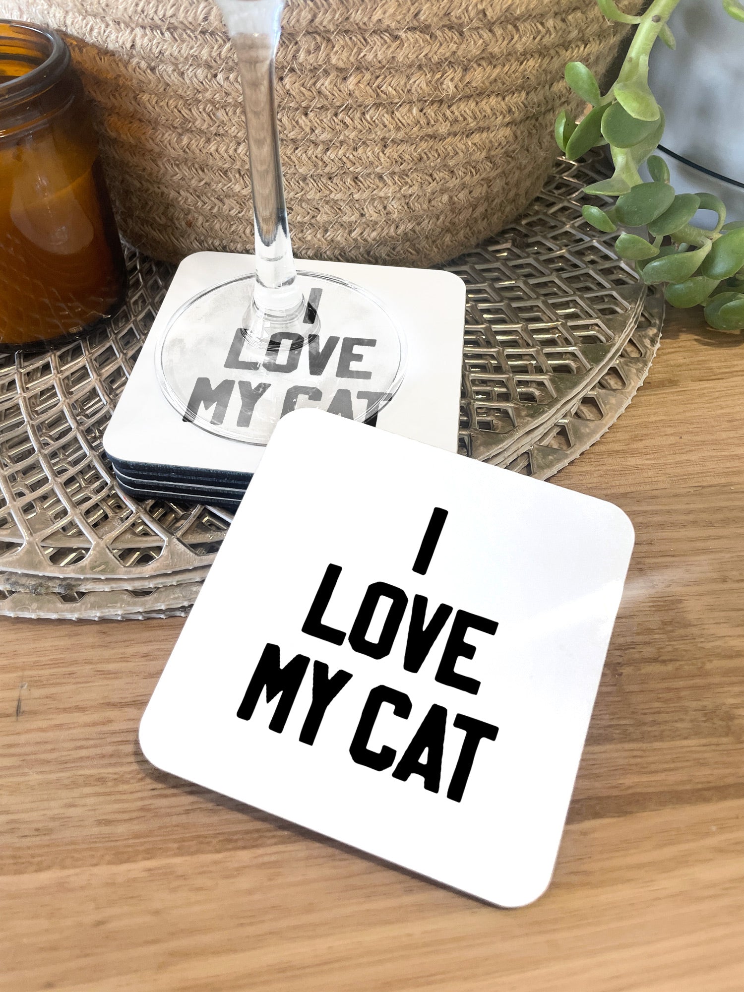 I Love My Cat Coaster