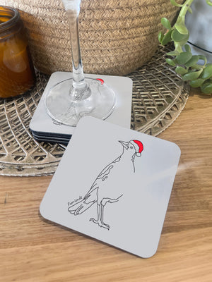 Australian Magpie - Christmas Edition Coaster