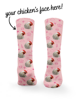 Custom Chicken Face Crew Socks