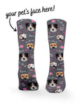 Custom Love Theme Pet Face Crew Socks