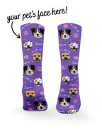 Custom Love Theme Pet Face Crew Socks
