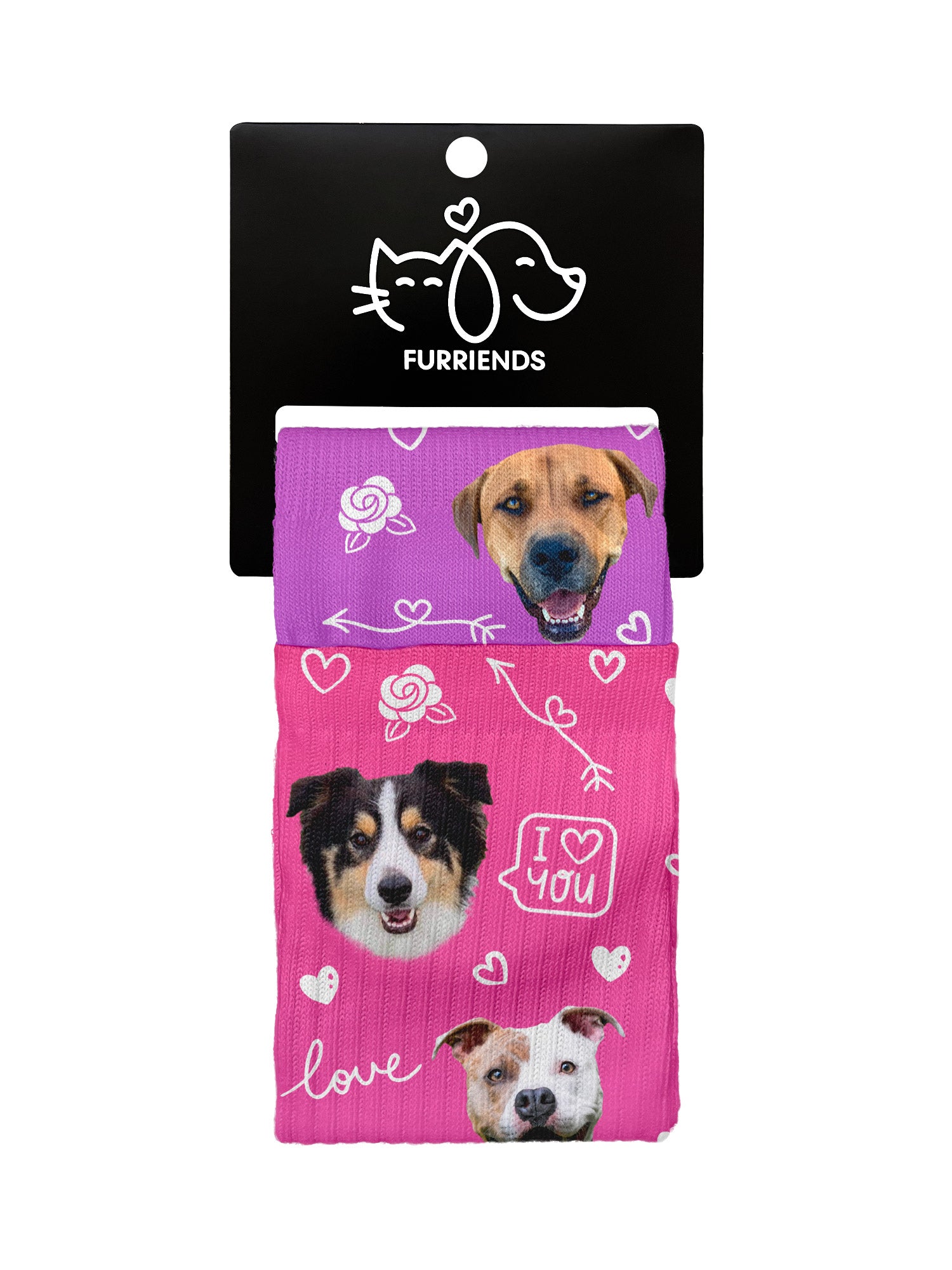 Custom Love Theme Pet Face Crew Socks