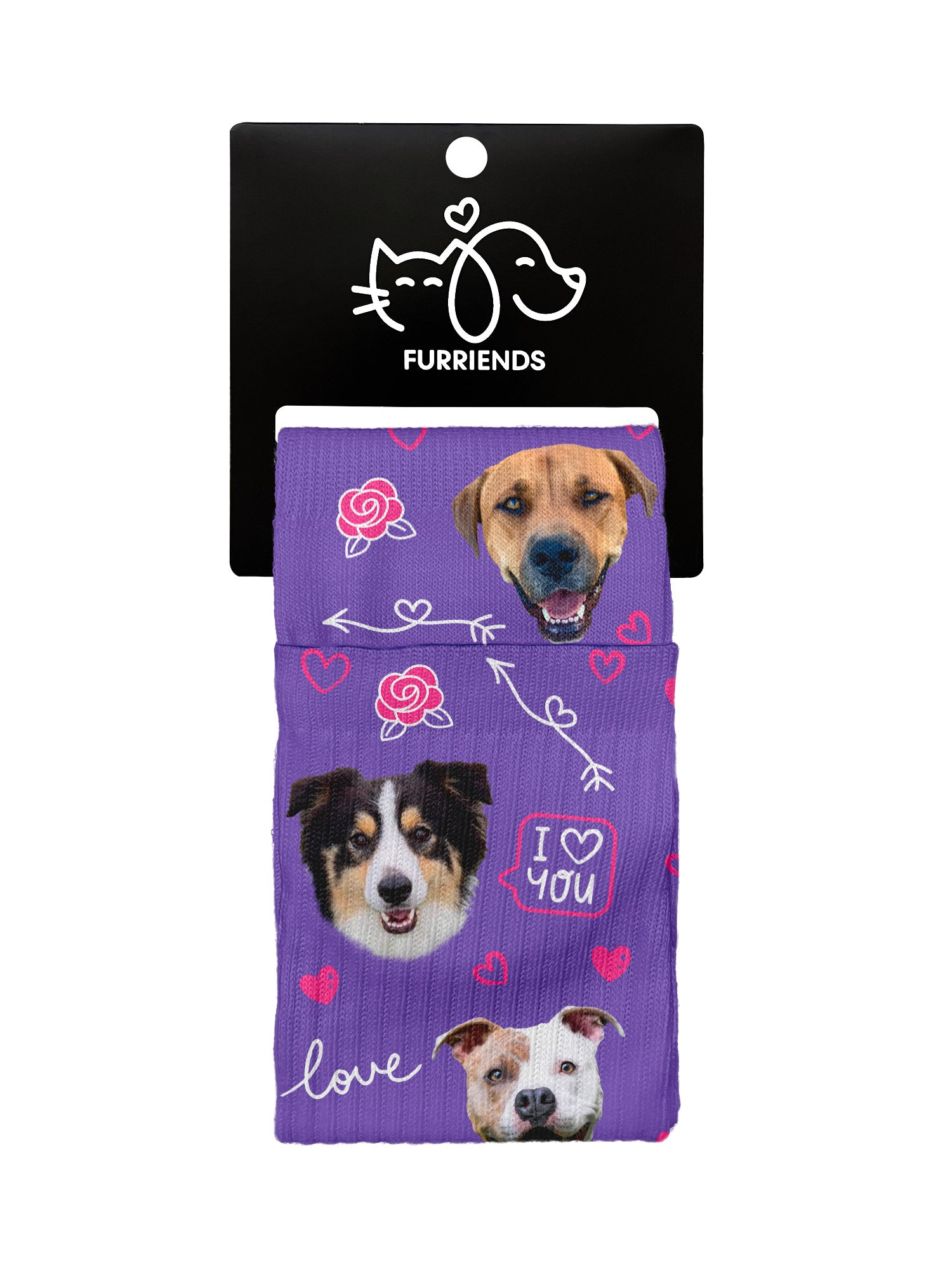 Custom Love Theme Pet Face Crew Socks