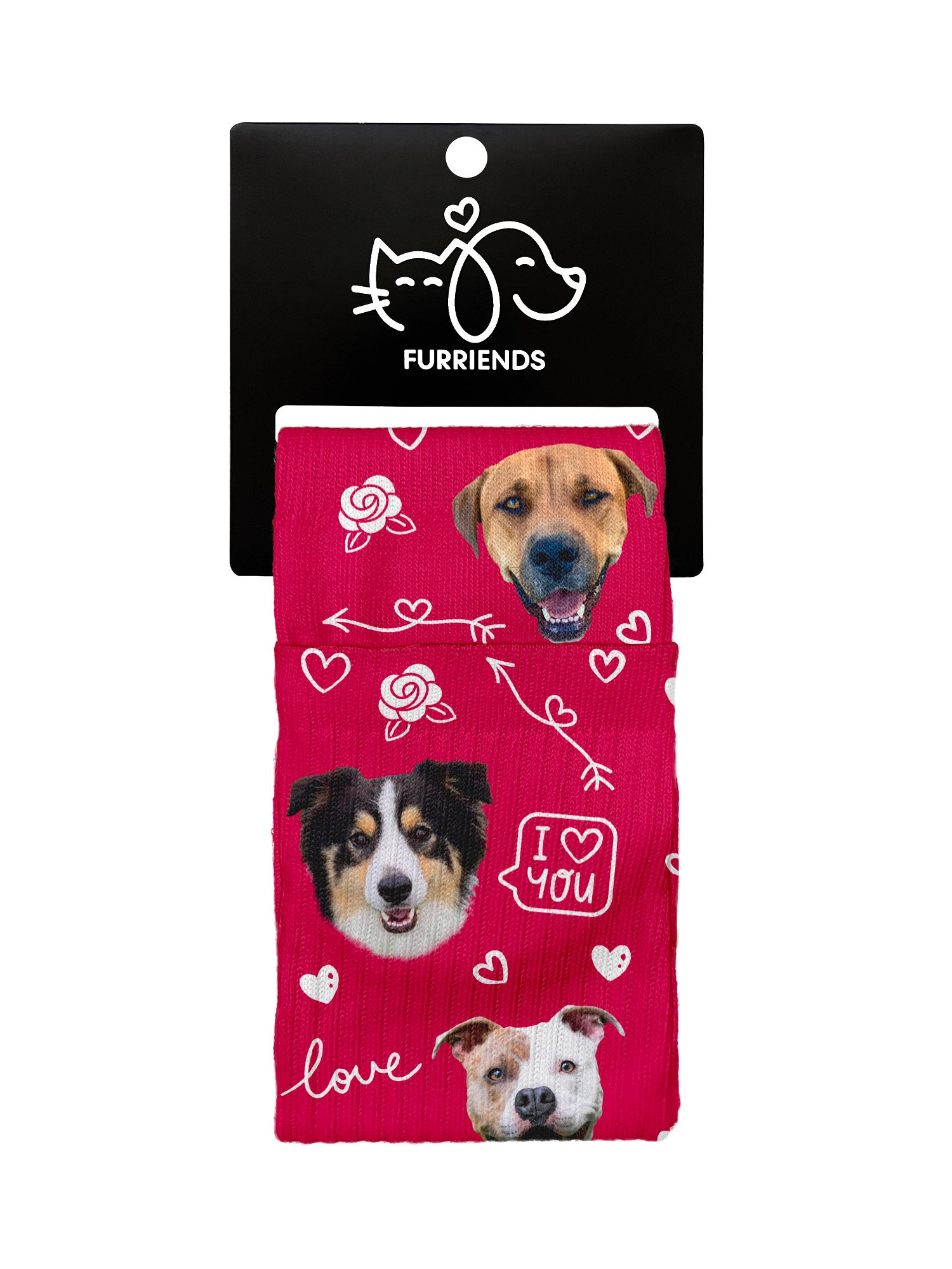 Custom Love Theme Pet Face Crew Socks