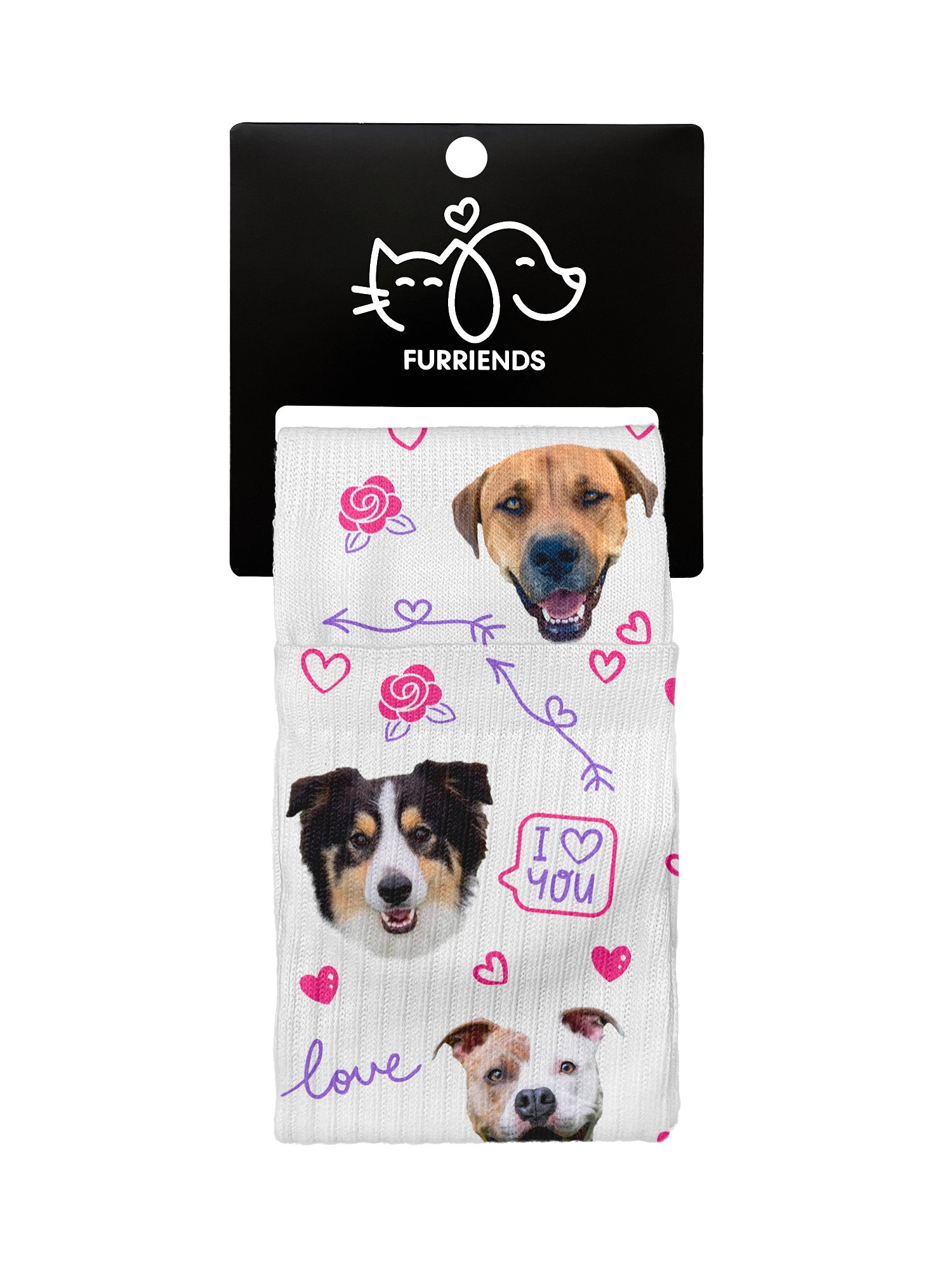 Custom Love Theme Pet Face Crew Socks