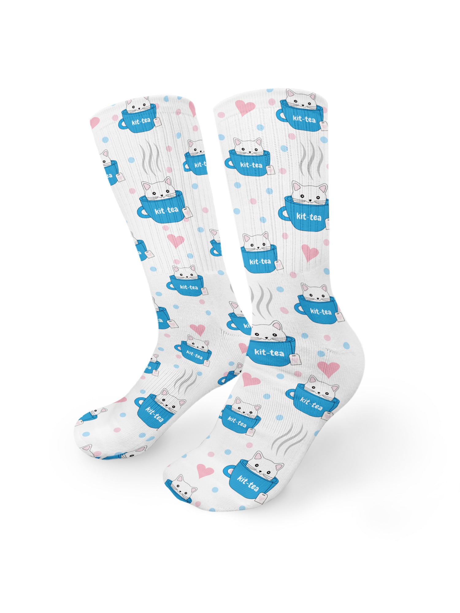 Kit-Tea Cat Crew Socks