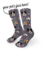 Custom Love Theme Pet Face Crew Socks