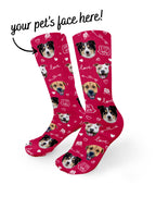 Custom Love Theme Pet Face Crew Socks